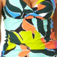 Anne Cole Women's Printed Stretch Adjustable Straps Lined Sweetheart Twist Front Underwire Tankini Swimsuit Top Multi Size 34C-36B