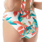 Vince Camuto Women's Floral Print Belted Bikini Bottoms Swimsuit White Size Small