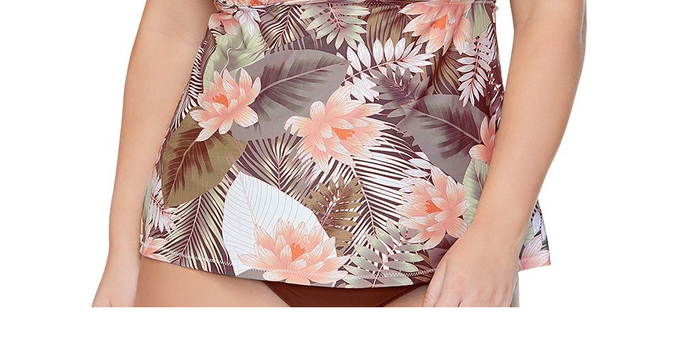 Raisins Curve Women's Laguna Rosalie Tankini Swim Top Green Size 22W