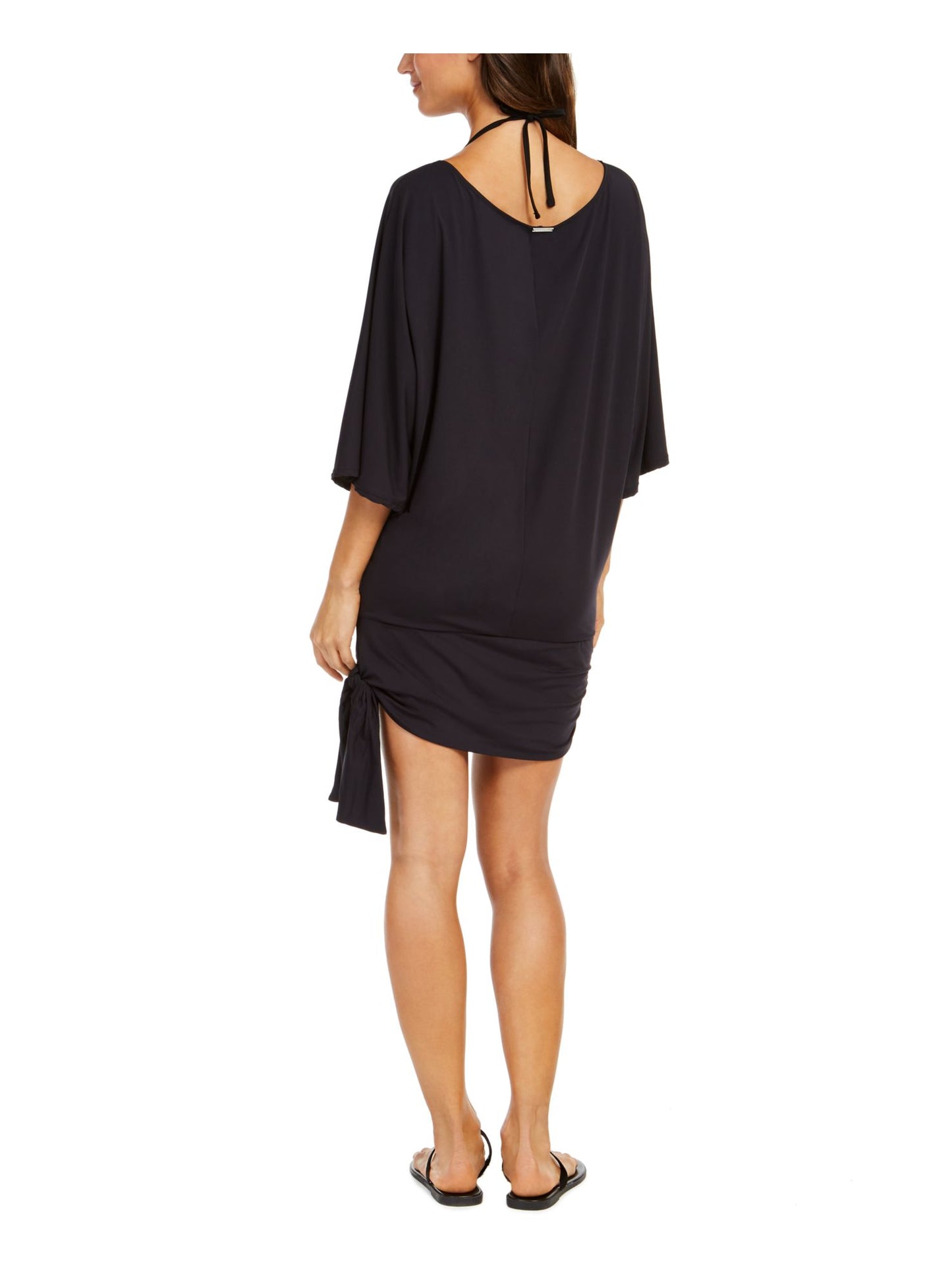 Michael Kors Women's Side Tie Swim Cover up Swimsuit Black Size Large