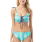 Vince Camuto Women's Swim Striped Pull on Reversible High Leg Swimsuit Bottom Blue Size Medium