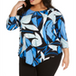 Alfani Women's Plus Printed High Low Tunic Blue Size 3X