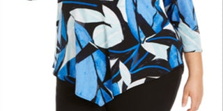 Alfani Women's Plus Printed High Low Tunic Blue Size 3X