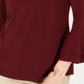 Charter Club Women's Bell Sleeve Keyhole Top Maroon Size X-Large