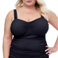 Gottex Women's Solid Tankini Swim Top Black Size 16W