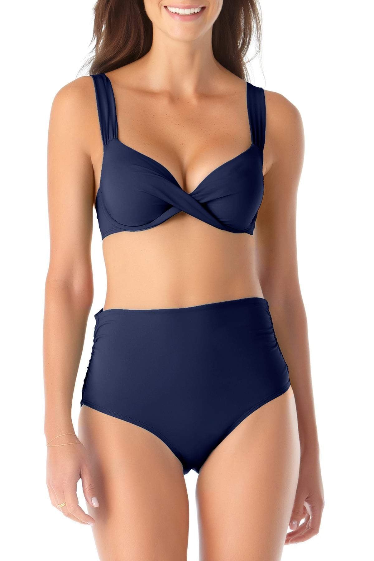 Anne Cole Women's Underwire Twist Front Bikini Swim Top Blue
