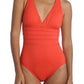 La Blanca Women's Paprika Strappy Back V Neck One Piece Orange Size 16