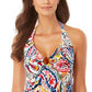 Anne Cole Women's Watercolor Paisley Front Ring Halter Tankini Top for Ladies Multi Print Size Medium