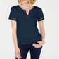 Charter Club Women's Split Neck Cotton Top Blue Size X-Small