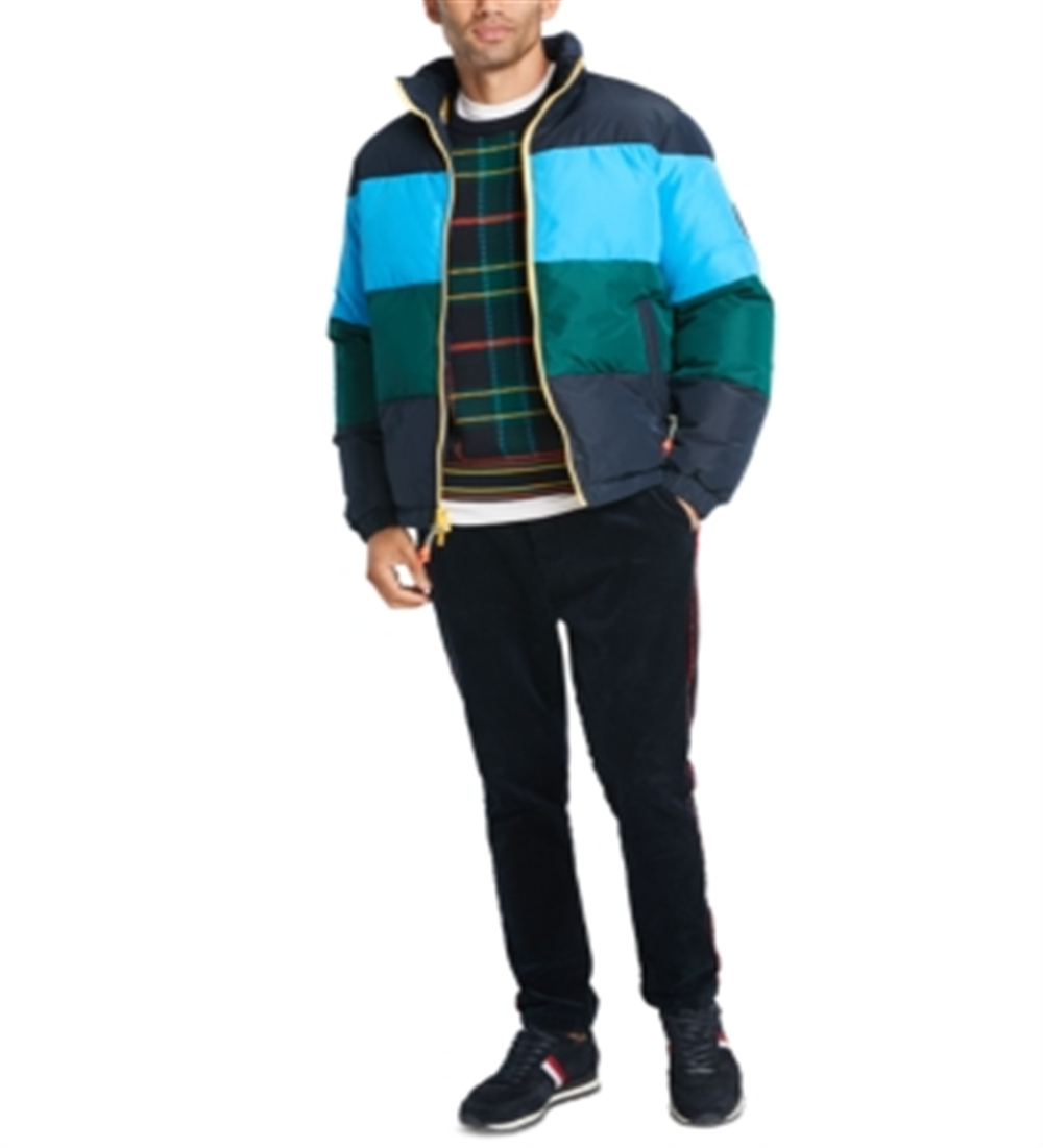 Tommy Hilfiger Men's Colorblocked Puffer Jacket Blue Size XL