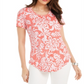 JM Collection Women's Scoop Neck Damask Top Orange Size X-Small