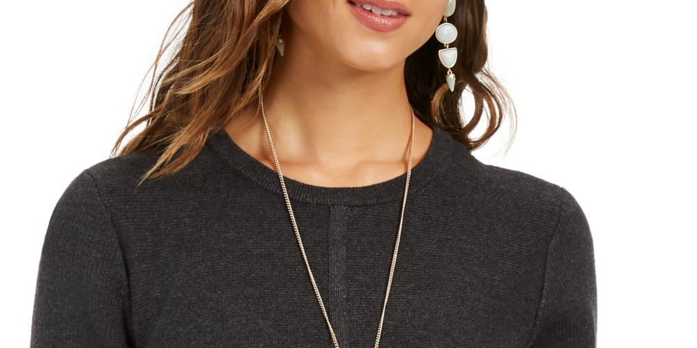 Style & Co Women's Knit Mixed Stitch Tunic Black Size X-Small