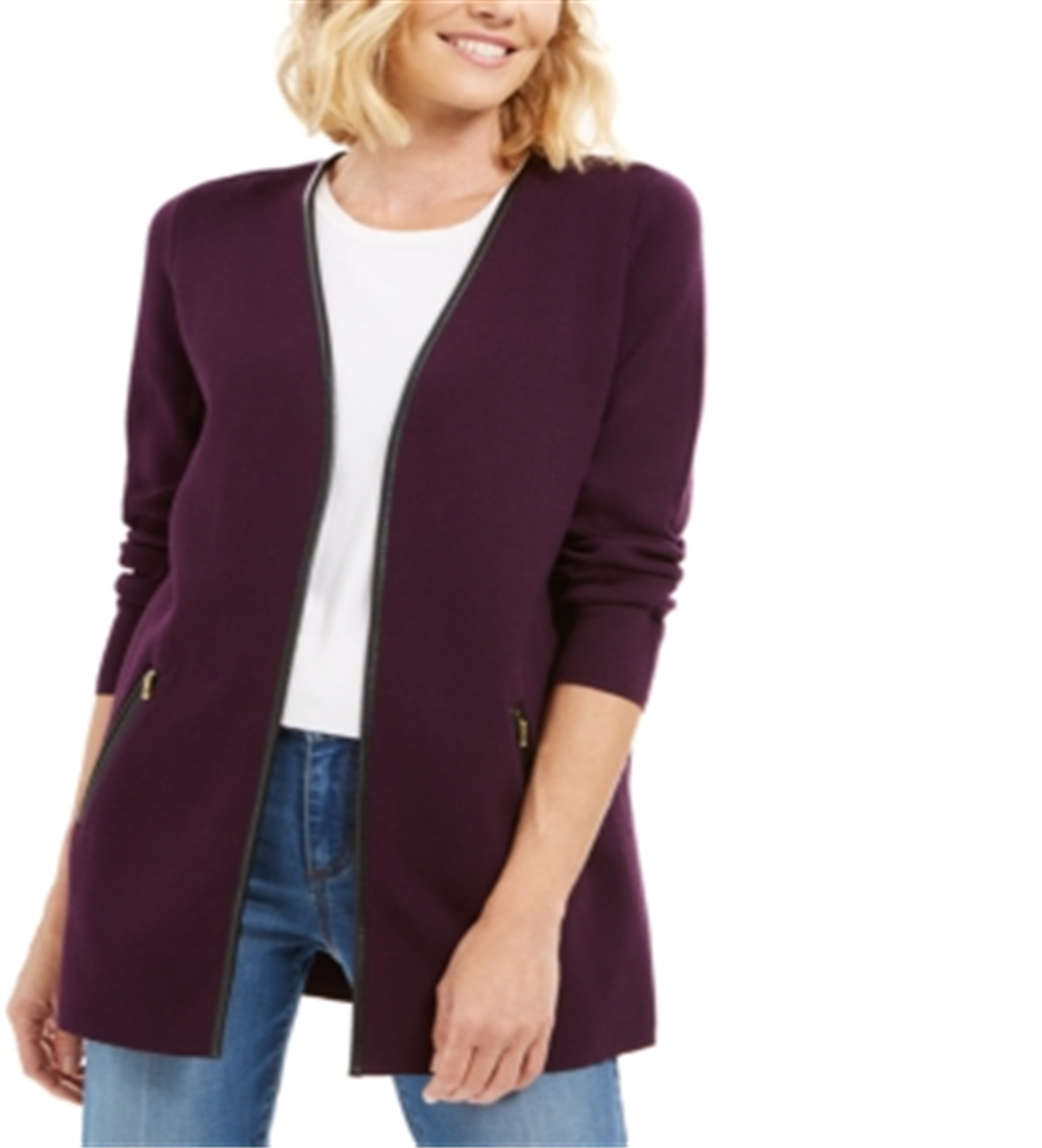 Charter Club Women's Milano Cotton Completer Sweater Purple Size L