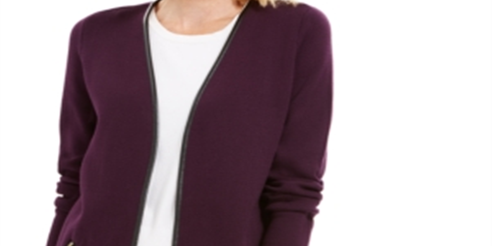 Charter Club Women's Milano Cotton Completer Sweater Purple Size L