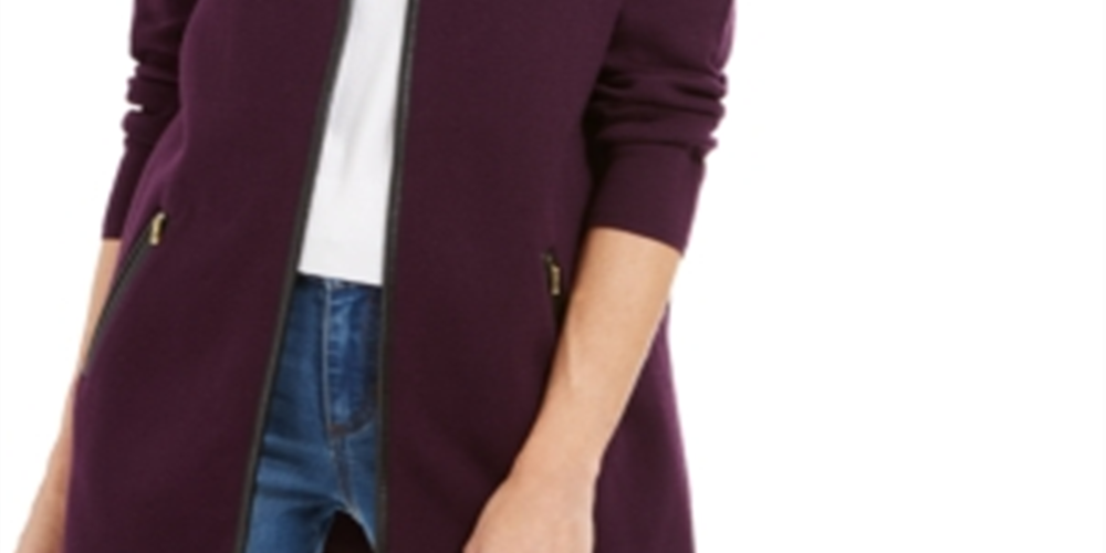 Charter Club Women's Milano Cotton Completer Sweater Purple Size L