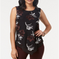 Alfani Women's Printed Embroidered Pointed Hem Top Black Size Petite Small