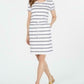 Charter Club Women's Striped Drawstring Dress Blue Size Small