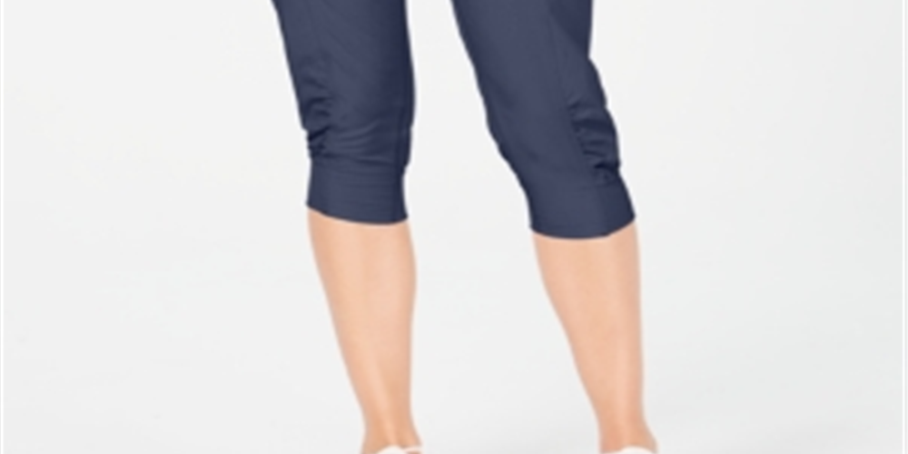 Calvin Klein  Women's Cuffed Drawstring Capri Pants Grey Size L