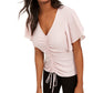 INC International Concepts Women's Ruched Front Top Pink Size Petite Large