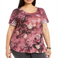 Style & Co.Women's Printed Short Sleeve T-Shirt Red Size 0X