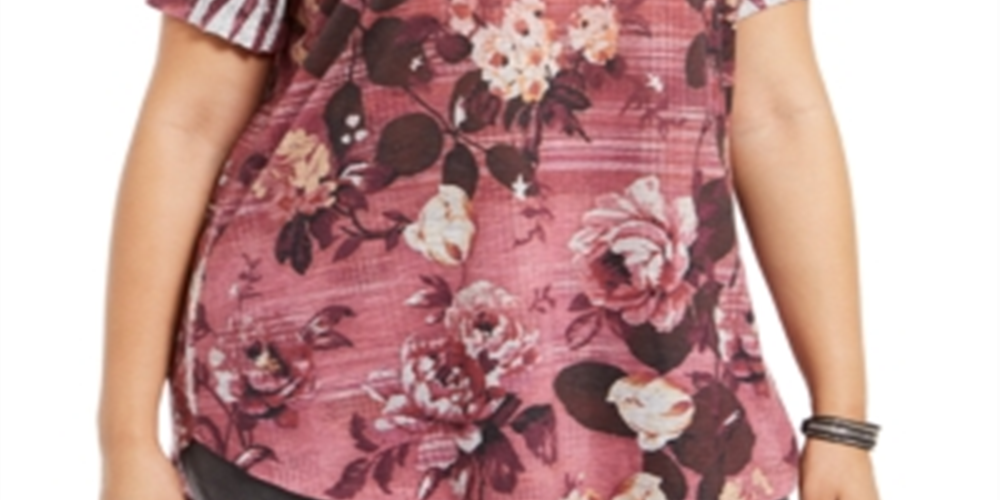 Style & Co.Women's Printed Short Sleeve T-Shirt Red Size 0X