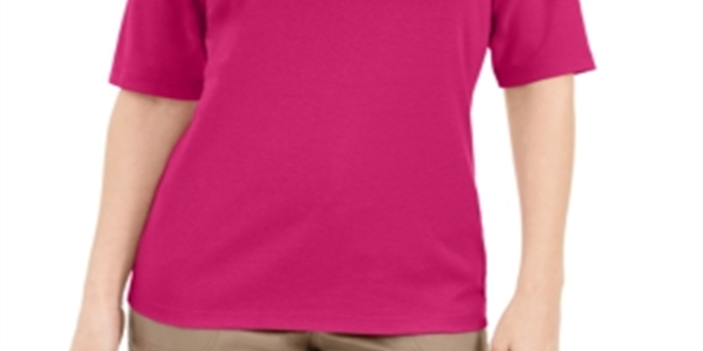 Karen Scott Women's Button Detail V Neck Top Pink Size Medium