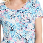 JM Collection Women's Printed Scoop-Neck T-Shirt Blue Size Medium