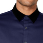 INC International Concepts Men's Velvet Collar Button up Shirt Navy Size Large