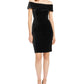 Calvin Klein Women's Spaghetti Strap Off Shoulder Above the Knee Sheath Cocktail Dress Black Size 12