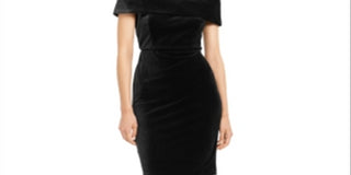 Calvin Klein Women's Spaghetti Strap Off Shoulder Above the Knee Sheath Cocktail Dress Black Size 12