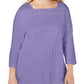 Karen Scott Women's Plus Blouse Cotton Crochet Purple Size 0X
