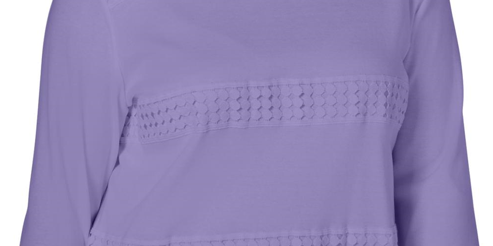 Karen Scott Women's Plus Blouse Cotton Crochet Purple Size 0X