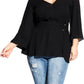 City Chic Women's Trendy Plus Belted Top Black Size 20W