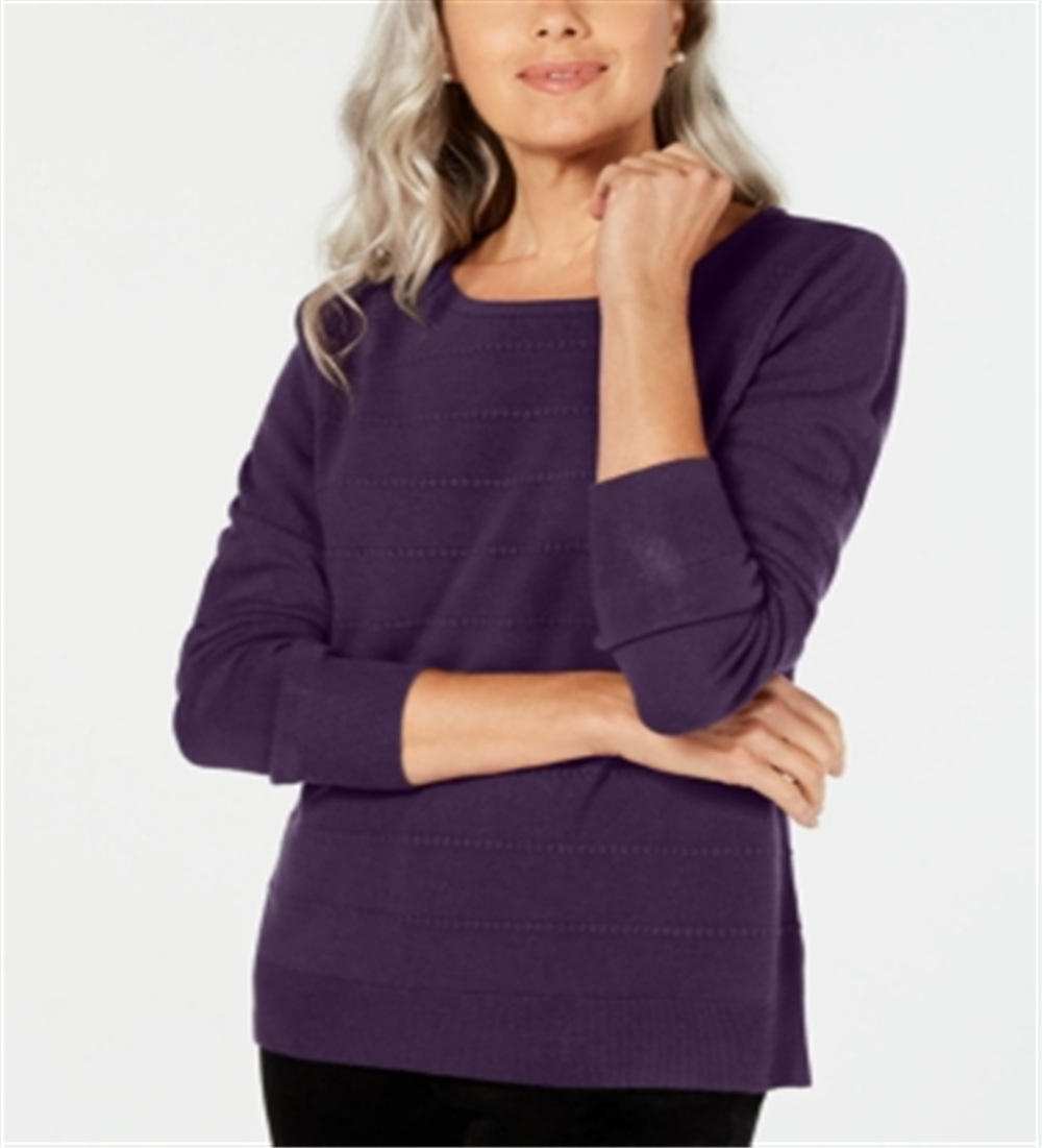 Karen Scott Women's Ottoman Stitch Sweater Purple Size Petite S