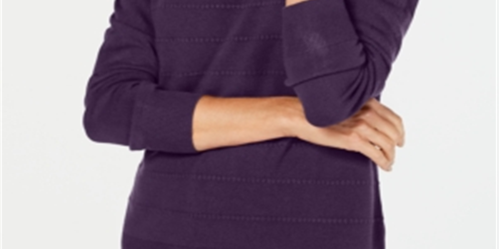 Karen Scott Women's Ottoman Stitch Sweater Purple Size Petite S
