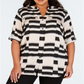 Calvin Klein Women's Plus Printed Roll Sleeve Top Red Size 2X