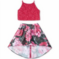 BCX Big Girls 2 Pc Lace Halter Top & High Low Skirt Pink Size 10