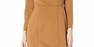 Anne Klein Women's Long Sleeve Short Sheath Dress Brown Size 12