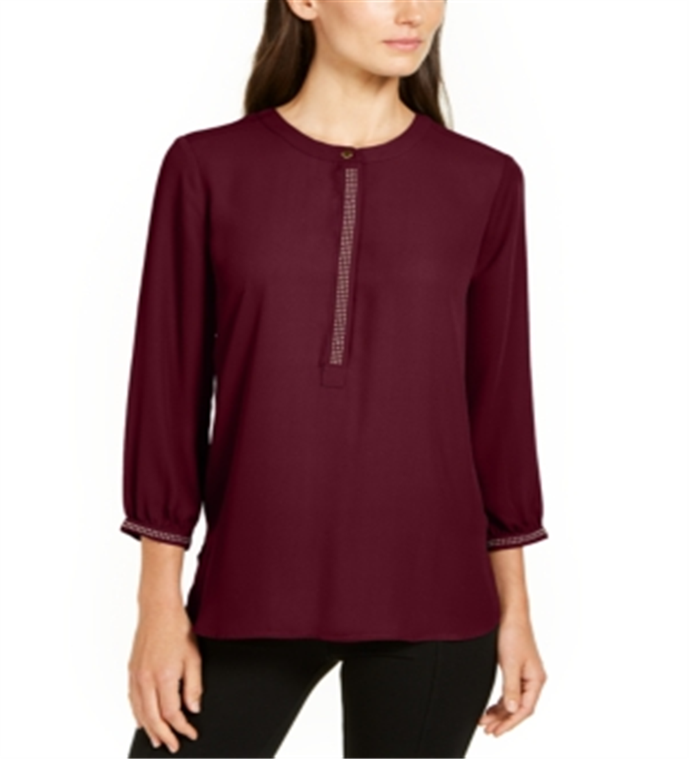 JM Collection Women's Pleated Back Blouse -Red Size XX-Large