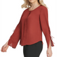 DKNY Women's Tie Sleeve Button Neck Top Brown Size 2XL