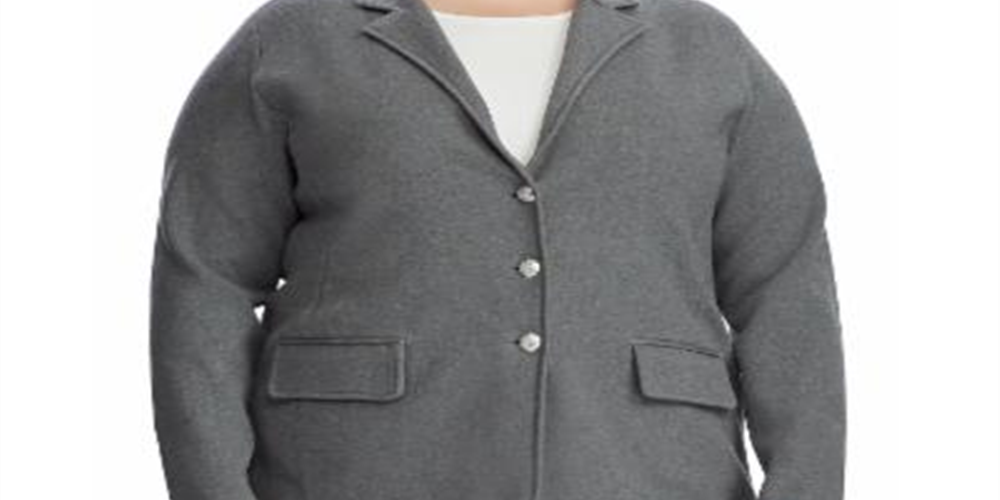 Ralph Lauren Women's Sweater Knit Blazer Gray Size 3X