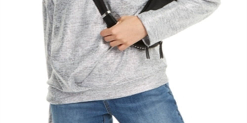 INC International Concepts Women's Shine Studded Sweatshirt Gray Size X-Small