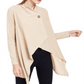 NY Collection Women's Space Dye Asymmetrical Sweater Tan Size Petite XS