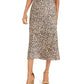 French Connection Women's Leopard Print Slip MIDI Skirt Brown Size 6