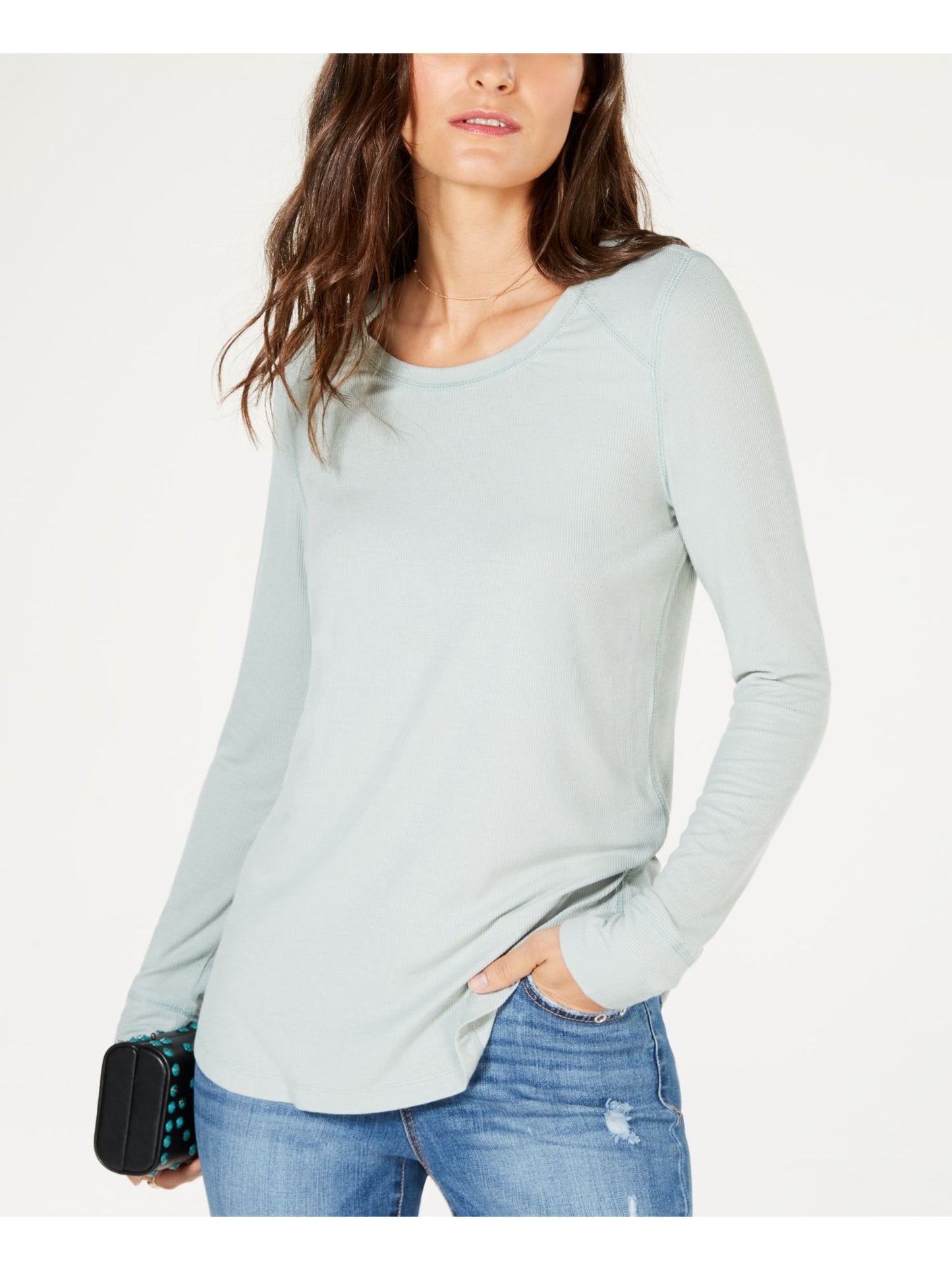 INC International Concepts Women's Scoop Neck T-Shirt Top Antique Sage Size Large