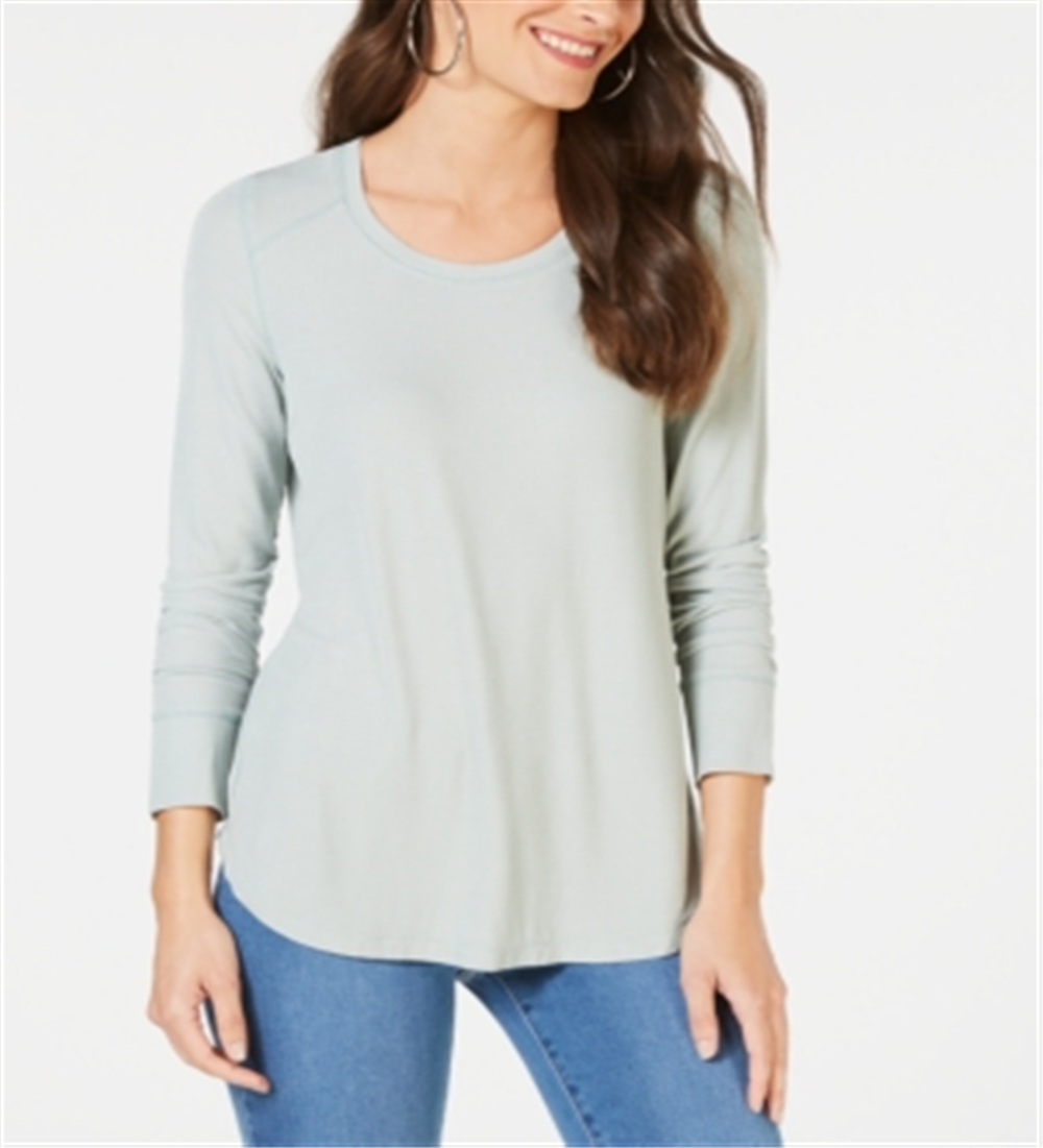 INC International Concepts Women's Scoop Neck T-Shirt Top Antique Sage Size Large