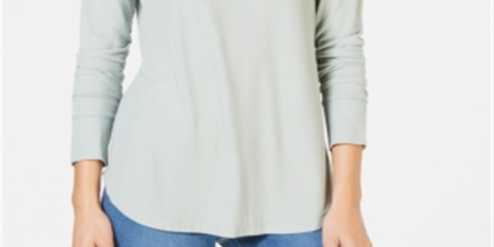 INC International Concepts Women's Scoop Neck T-Shirt Top Antique Sage Size Large