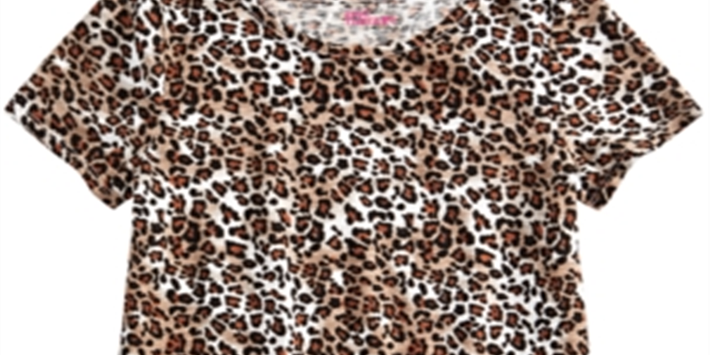 Epic Threads Big Girl's Leopard Print Tie Front T-Shirt Brown Size X-Large