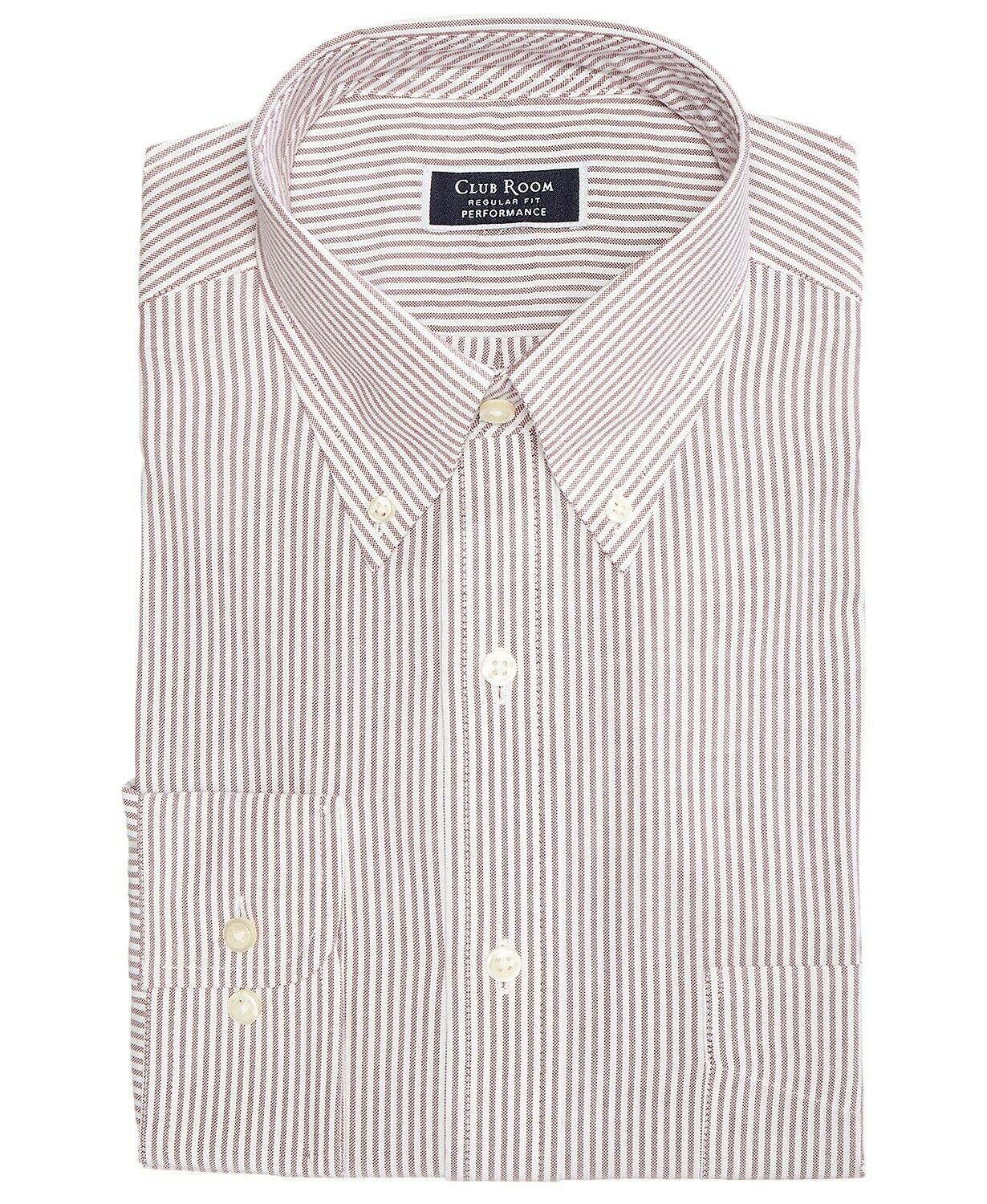 Club Room Men's Classic Regular Fit Stretch Wrinkle Resistant University Stripe Dress Shirt Black Size 15X32-33