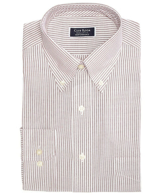 Club Room Men's Classic Regular Fit Stretch Wrinkle Resistant University Stripe Dress Shirt Black Size 15X32-33